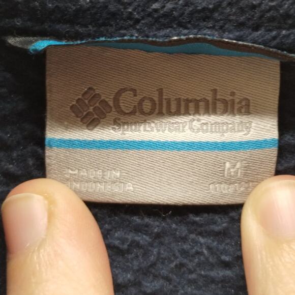 Columbia Kids' Size Medium (10-12) Navy Blue Full Zip-Up Mock Neck Fleece Jacket - Picture 7 of 8